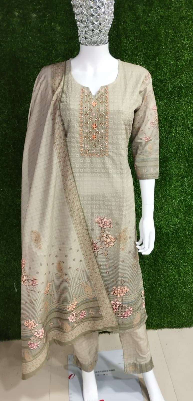 BEMITEX INDIA PRESENTS NEW SHIFLI COTTON WITH HEAVY EMBROIDERY MIRROR WORK BASED GREY READYMADE 3 PIECE SUIT COLLECTION WHOLESALE SHOP IN SURAT